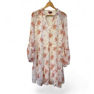 Vince Camuto Wms Pretty Flowy Summery Floral Baby Doll Lined Short Dress Size L